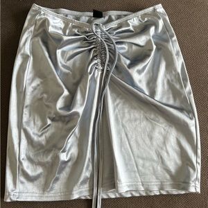 Silky light blue adjustable mini skirt and top set